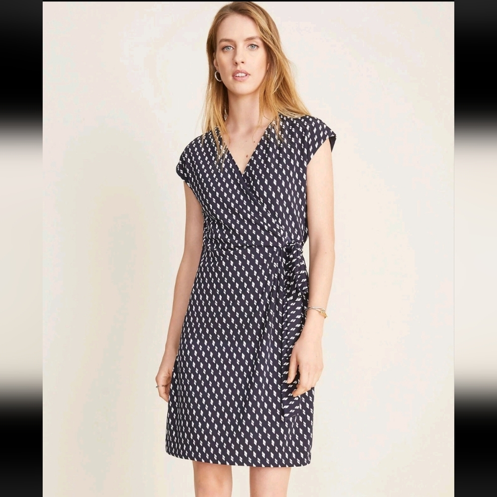 Ann Taylor 6 Dashed Matte Jersey Wrap Dress